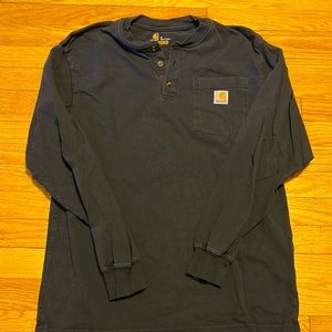 Men’s Carhartt Long sleeve Work Shirt. Navy Blue. Size small. Original fit.